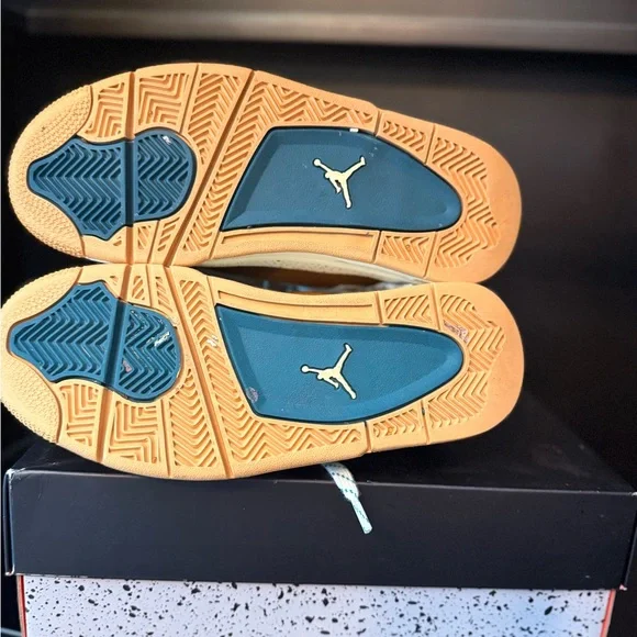 Like new, Air Jordan Retro 4 Sneakers in Brown and Tan, Size 4.5Y - Picture 2 of 8